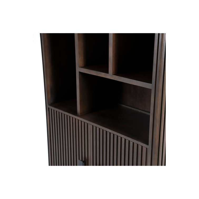 Brown Mango Wood Vertical Bookcase with Doors