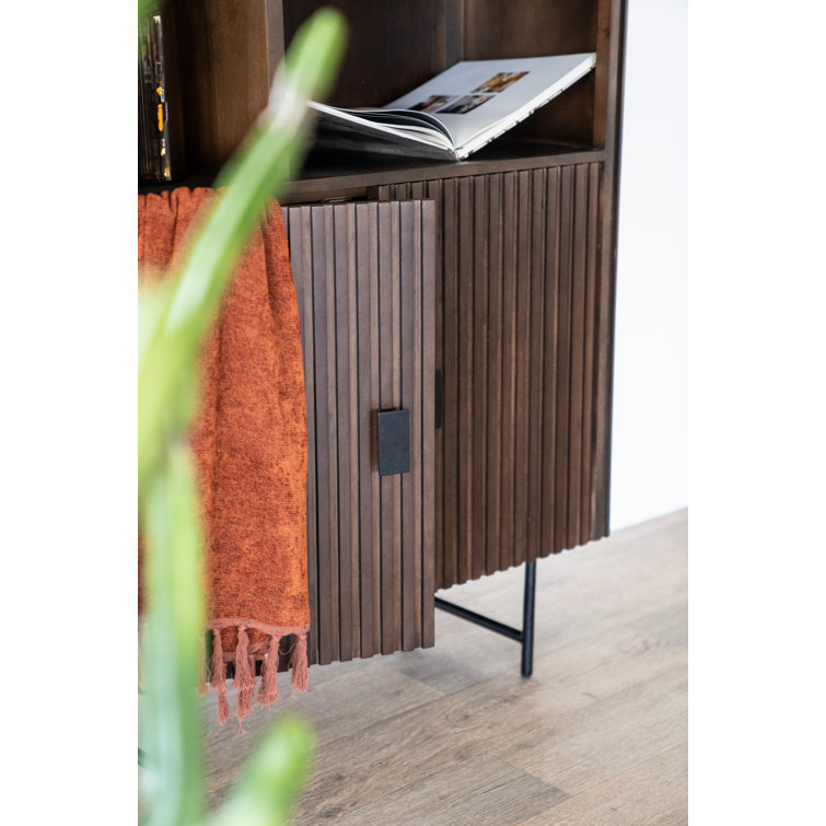 Brown Mango Wood Vertical Bookcase with Doors