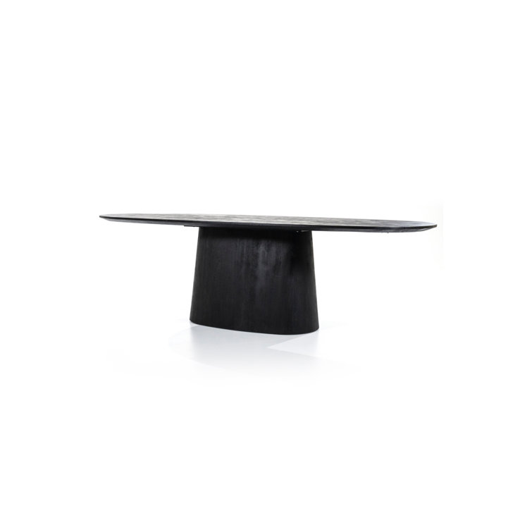 Aron Black Mango Wood Oval Dining Table, 43" W x 118" L
