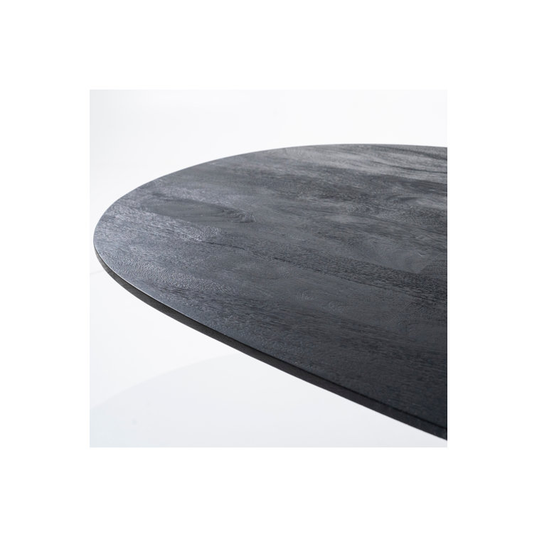 Aron Black Mango Wood Oval Dining Table, 43" W x 118" L