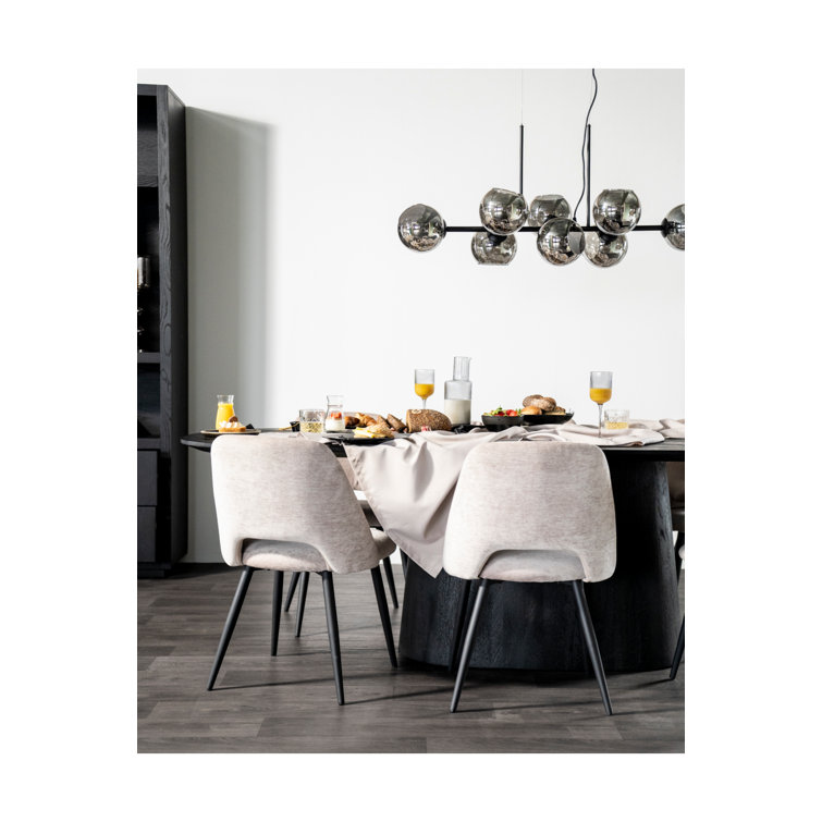 Aron Black Mango Wood Oval Dining Table, 43" W x 118" L