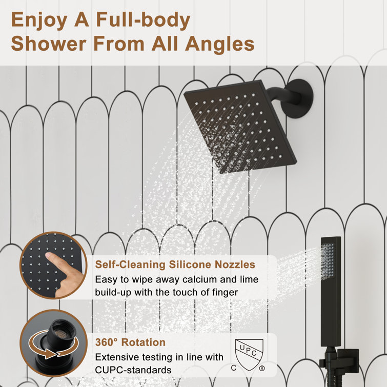 Matte Black 12" LED Rain Shower System with Bluetooth Speaker