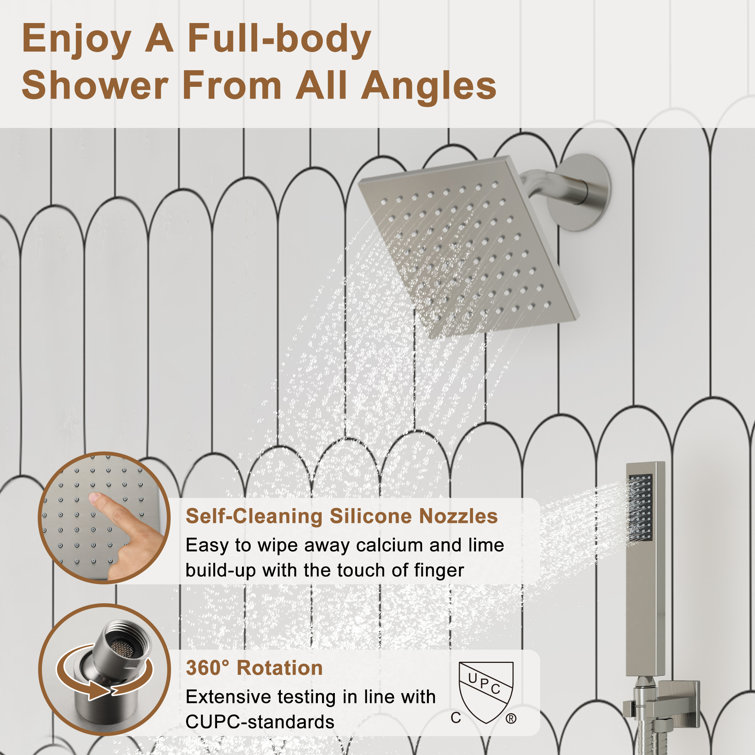 Brushed Nickel Dual Shower Head System with LED and Bluetooth