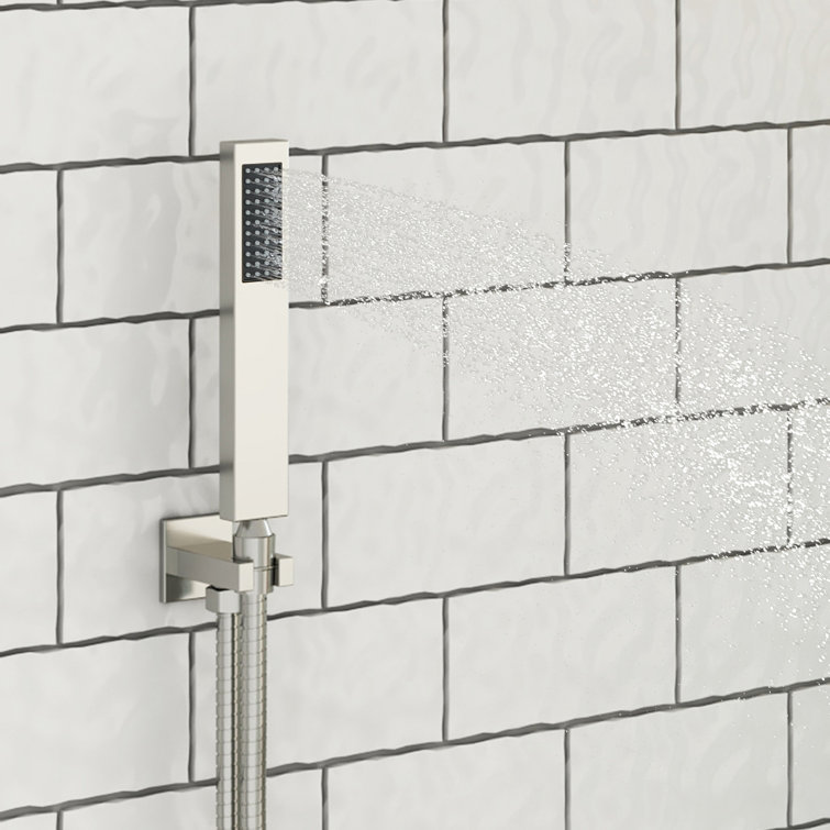 Brushed Nickel Rainfall Dual Shower Head System with Digital Display