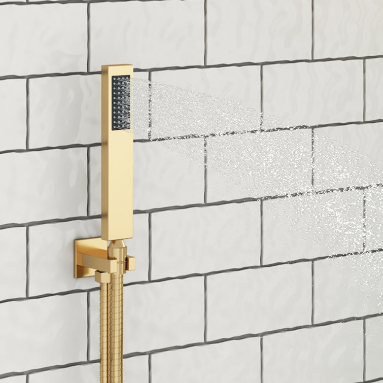 Brushed Gold Digital Display Dual Shower Head System
