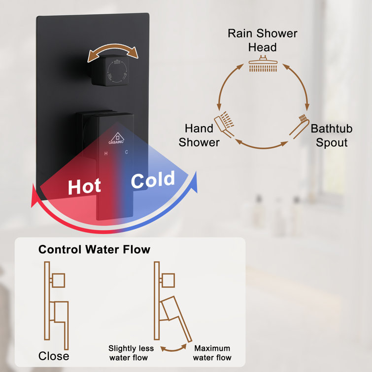 Large Nickel Multi-Head Rain Shower System with Handheld