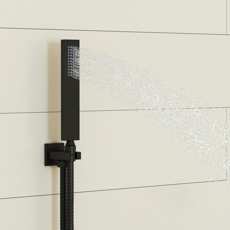 Matte Black Wall Mounted Rainfall Shower System with Handheld