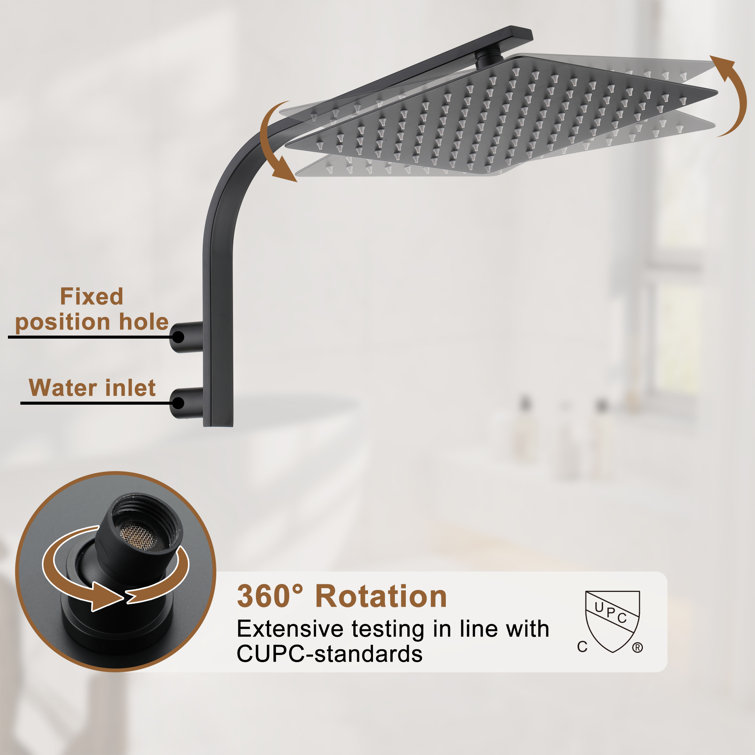 Matte Black Wall Mounted Rainfall Shower System with Handheld