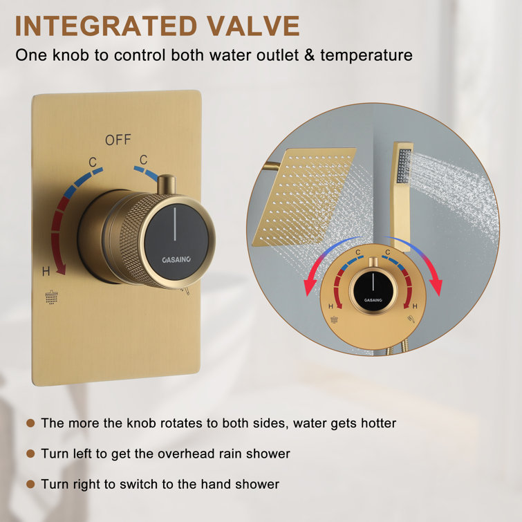 Brushed Gold Multi-Head Wall Mounted Shower System