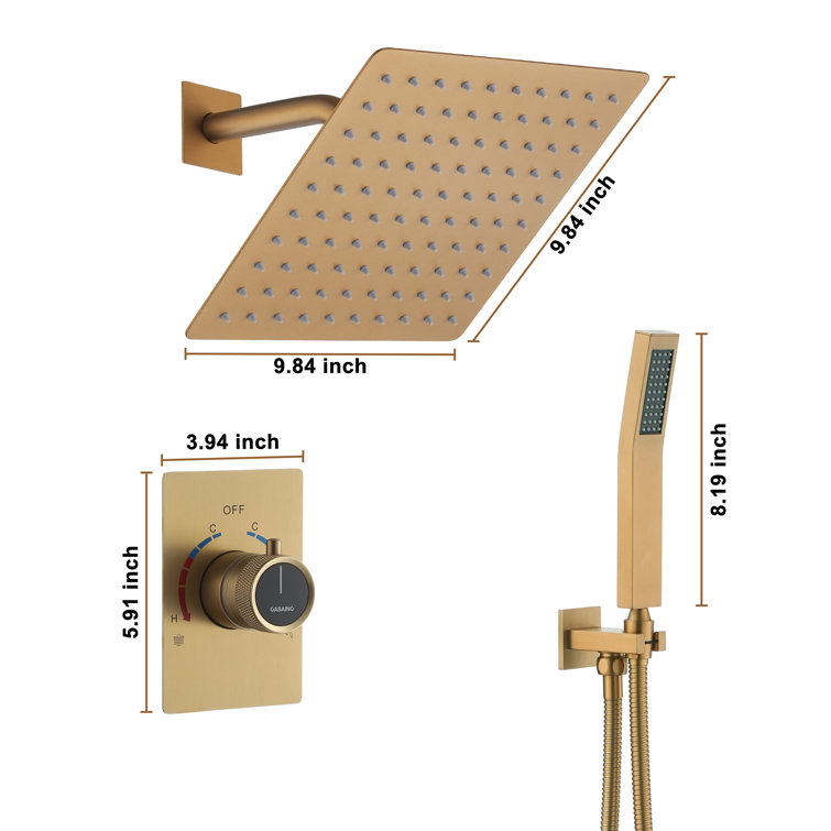 Brushed Gold Multi-Head Wall Mounted Shower System