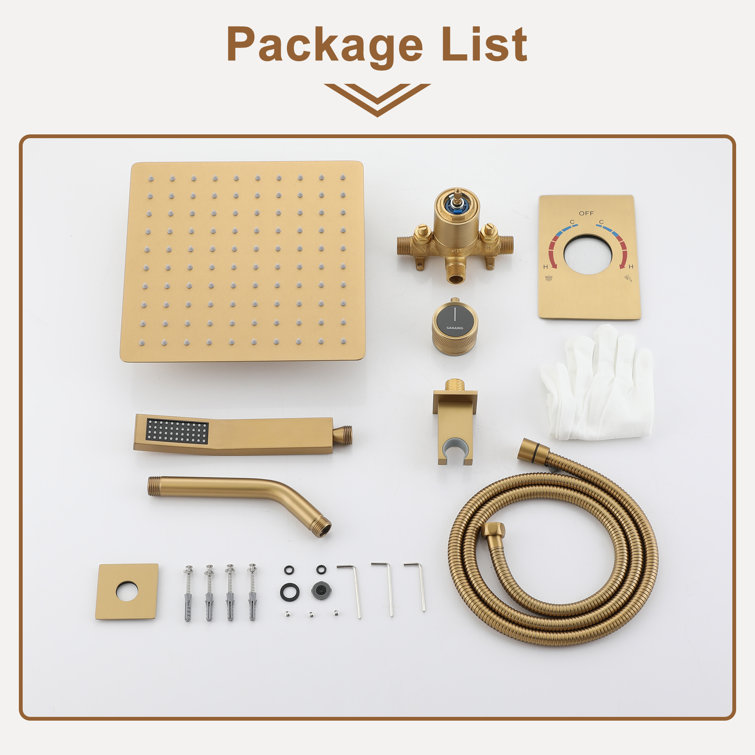 Brushed Gold Multi-Head Wall Mounted Shower System
