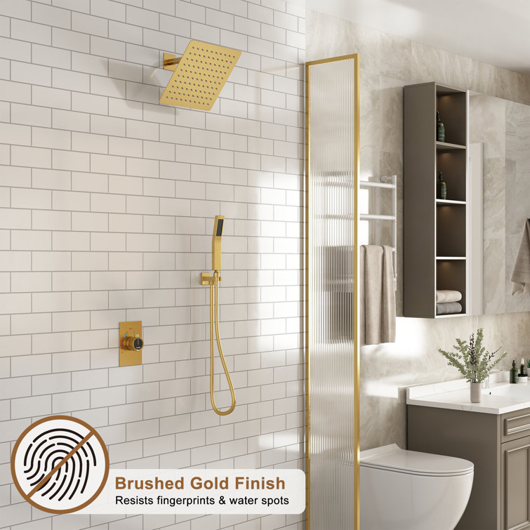 Brushed Gold Multi-Head Wall Mounted Shower System