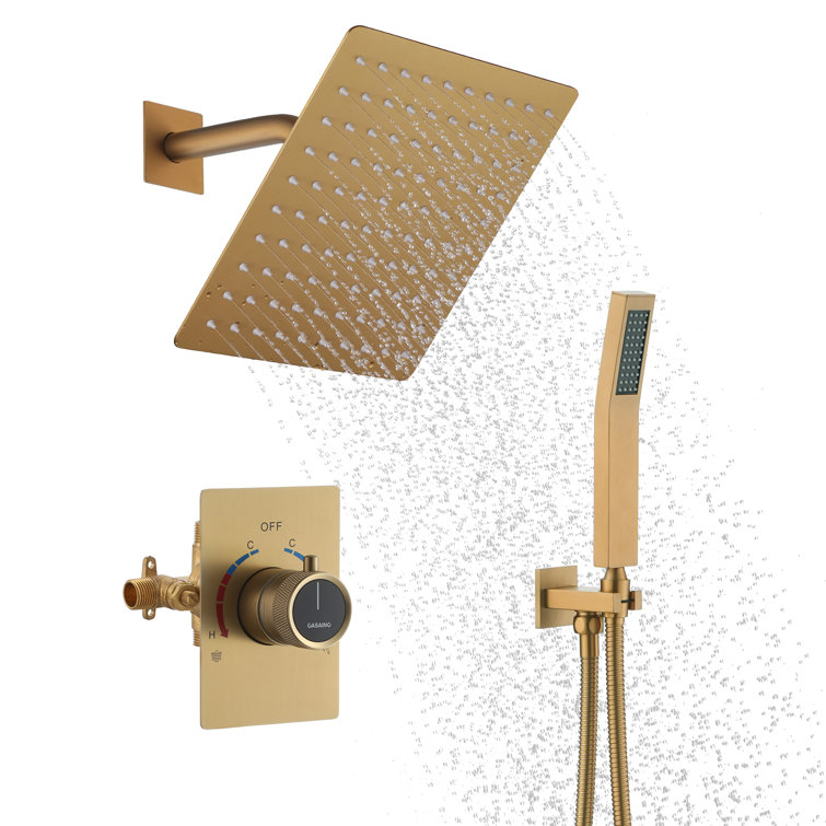 Brushed Gold Multi-Head Wall Mounted Shower System