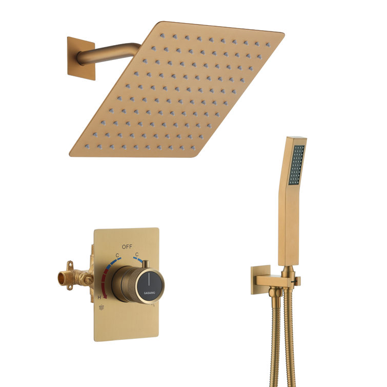 Brushed Gold Multi-Head Wall Mounted Shower System