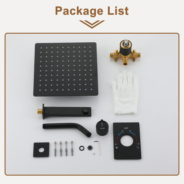 Matte Black Large Square Rainfall Wall Mounted Shower System