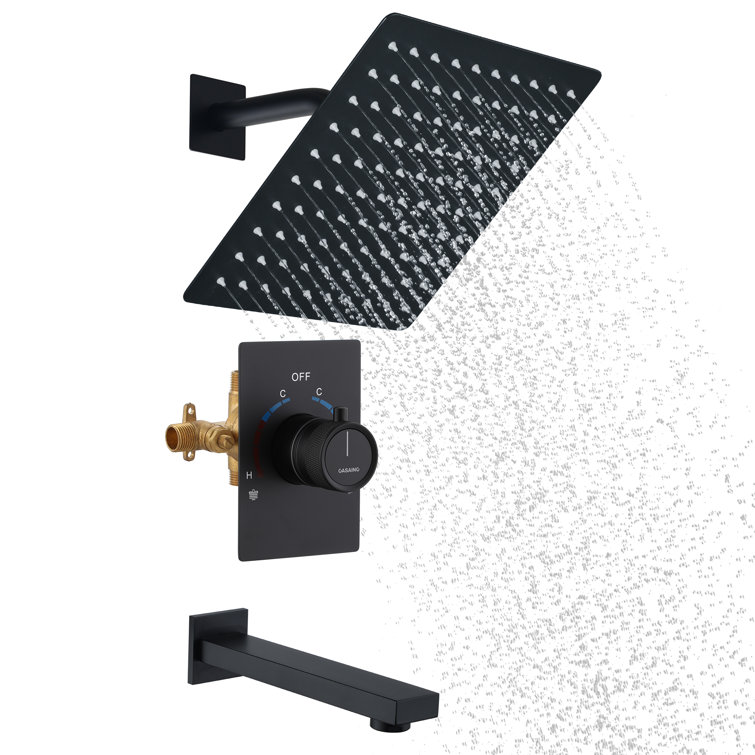 Matte Black Large Square Rainfall Wall Mounted Shower System