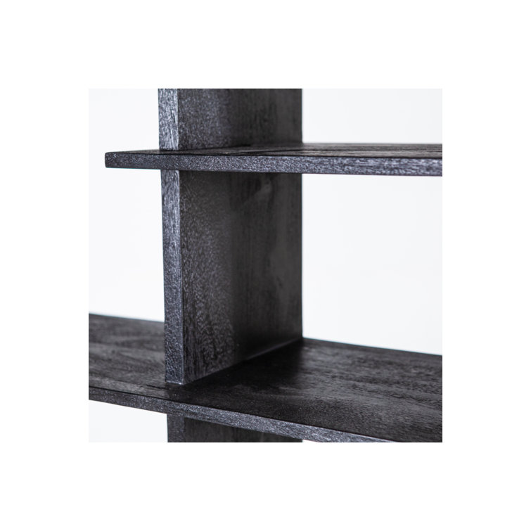 Black Mango Wood Geometric 8-Tier Bookcase
