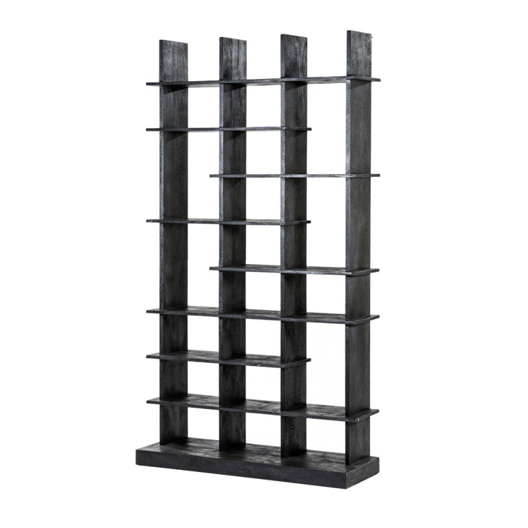 Black Mango Wood Geometric 8-Tier Bookcase