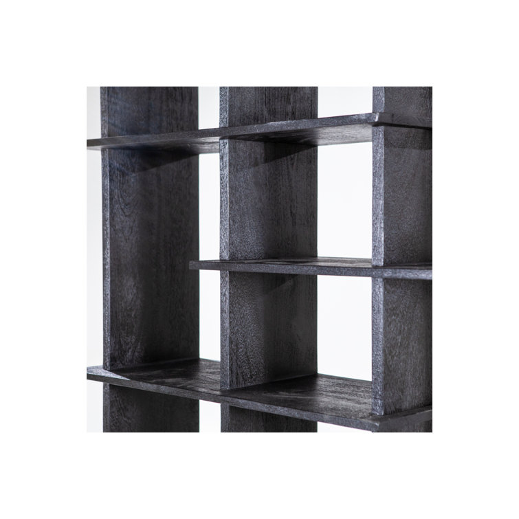 Black Mango Wood Geometric 8-Tier Bookcase
