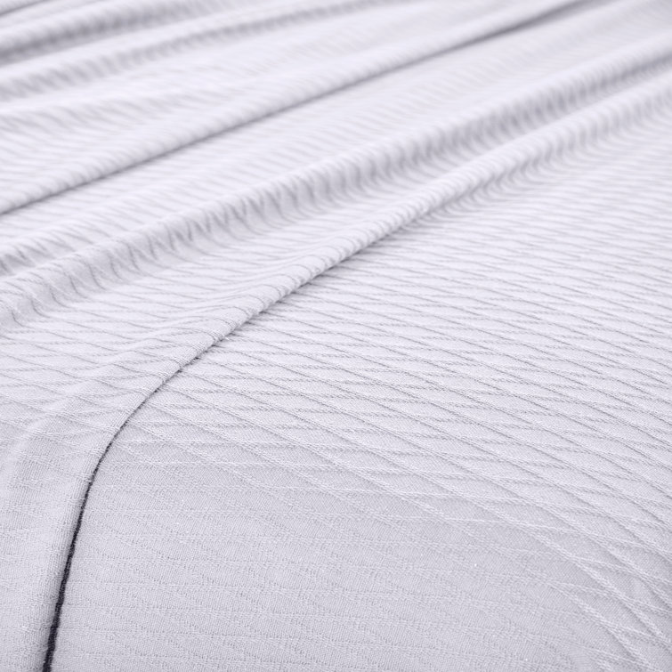 White Cotton Diamond Weave Reversible Throw Blanket