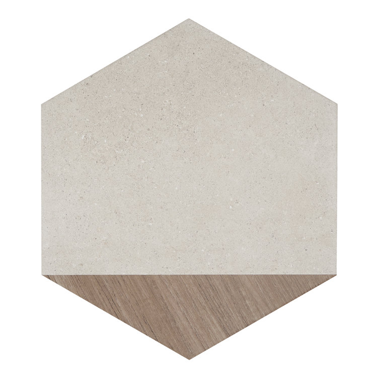 Taupe and Wood Look Hexagon Porcelain Wall & Floor Tile