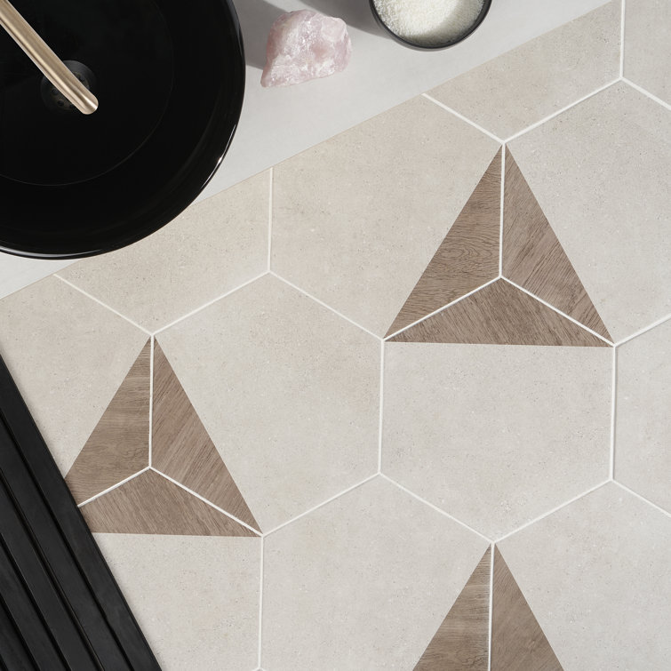 Taupe and Wood Look Hexagon Porcelain Wall & Floor Tile