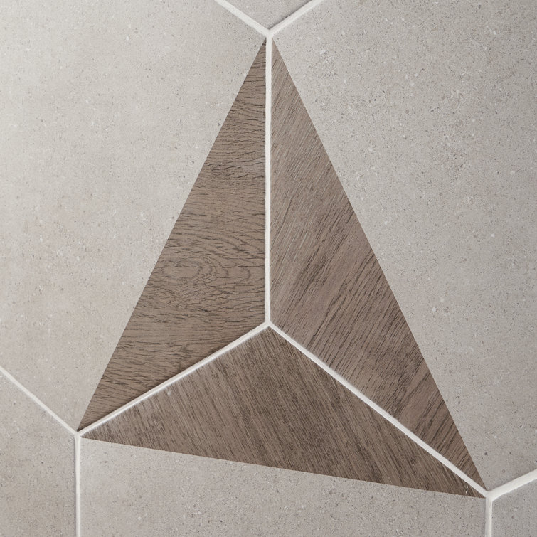 Taupe and Wood Look Hexagon Porcelain Wall & Floor Tile