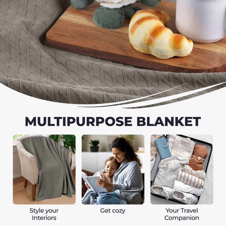 Full Size Grey Cotton Reversible Kids Blanket