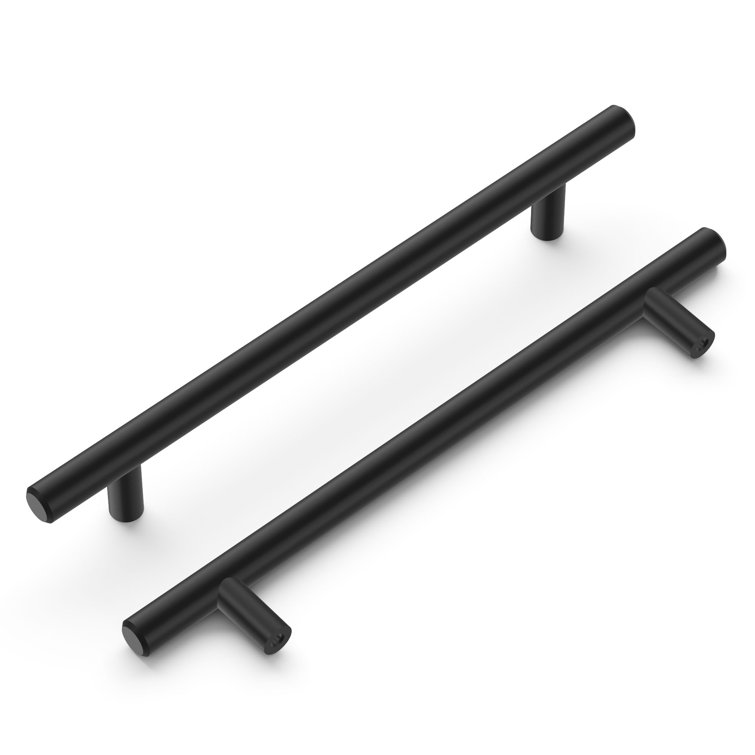 Matte Black Steel Bar Pull Cabinet Handles with Mounting Hardware