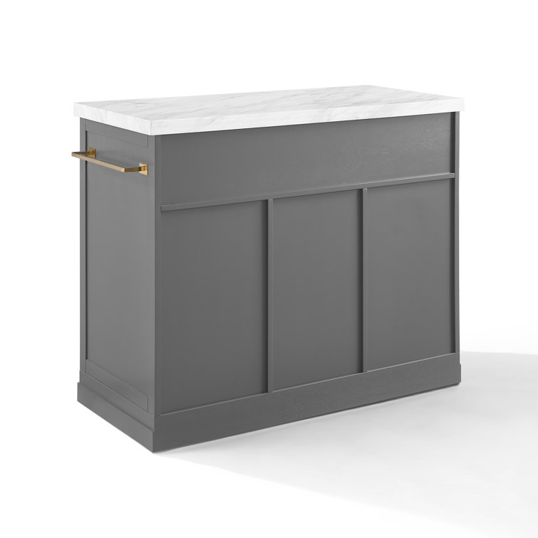 Claire Gray Wood Kitchen Island with Faux Marble Top