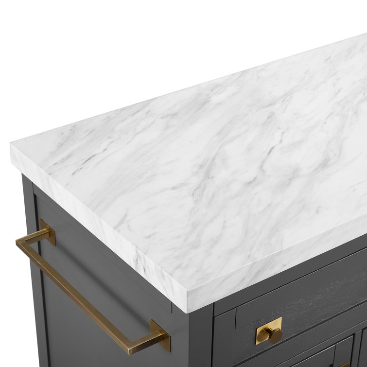 Claire Gray Wood Kitchen Island with Faux Marble Top