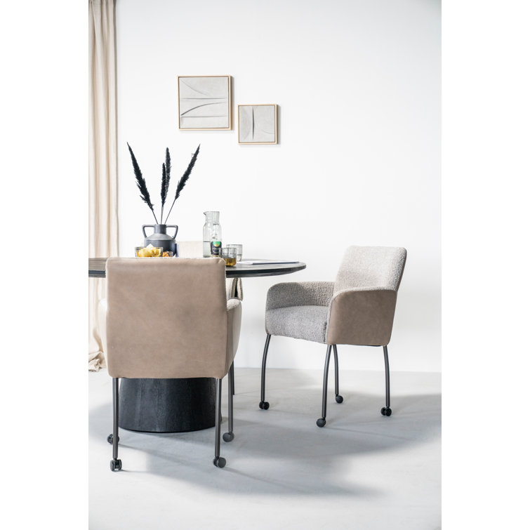 Aron Round Black Mango Wood Pedestal Dining Table