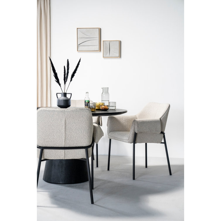 Aron Round Black Mango Wood Pedestal Dining Table