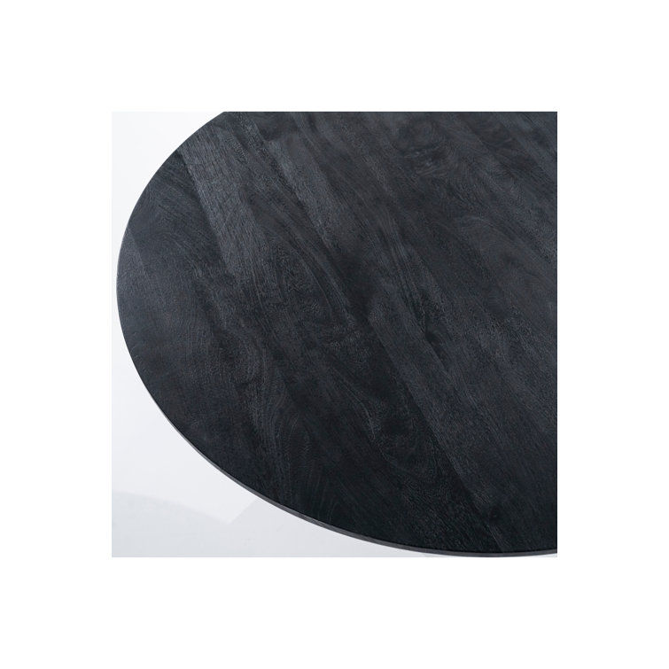 Aron Round Black Mango Wood Pedestal Dining Table