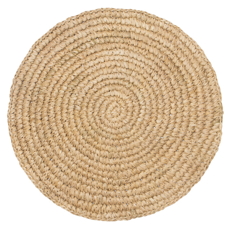 Classic Round Natural Raffia Fiber Placemats, Set of 4