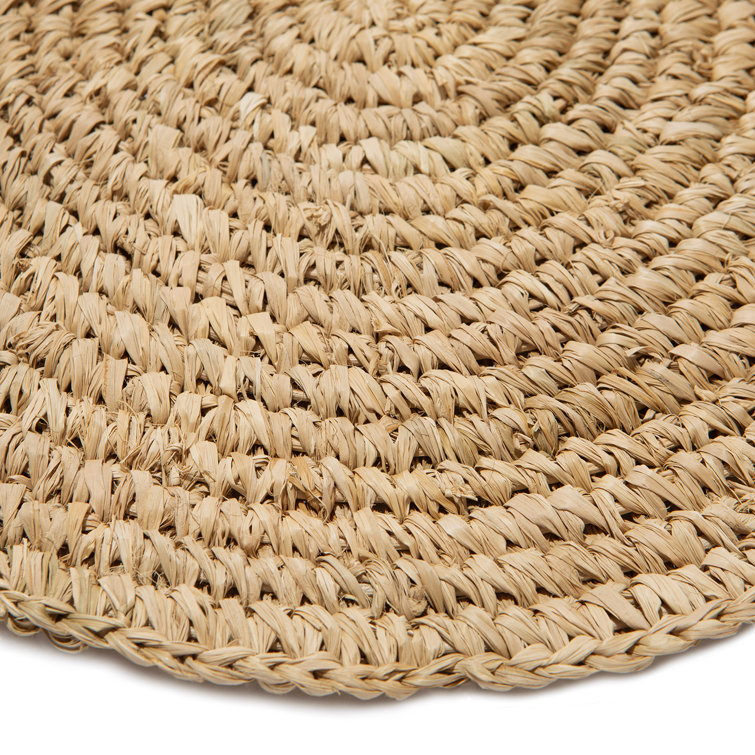 Classic Round Natural Raffia Fiber Placemats, Set of 4