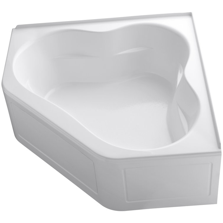 White Clover-Shaped Corner Soaking Bathtub with Molded Supports