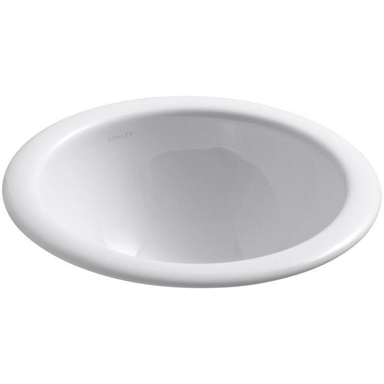 Compass White Ceramic Round Dual Mount Bathroom Sink