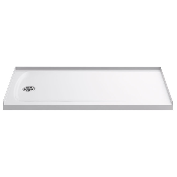 Ballast White Resin Concrete 60" x 32" Shower Base with Left-Hand Drain