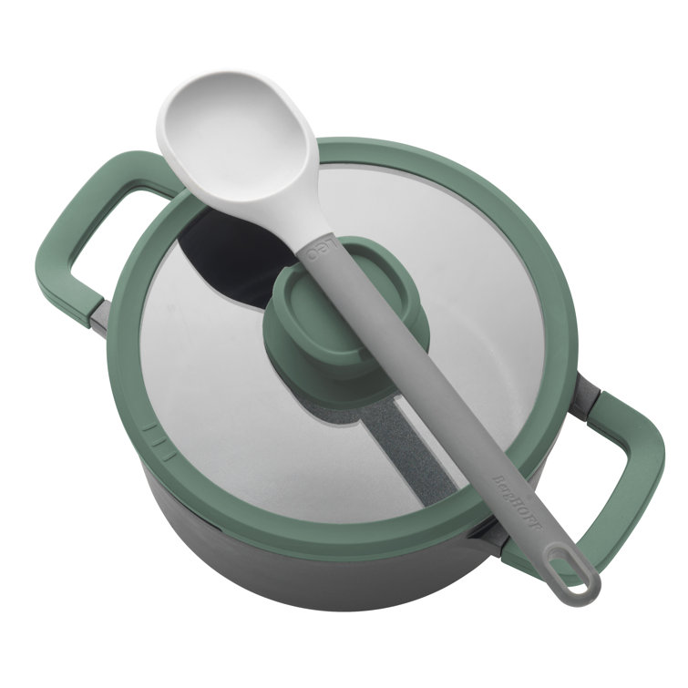 Forest Green Non-stick Cast Aluminum Stockpot with Glass Lid