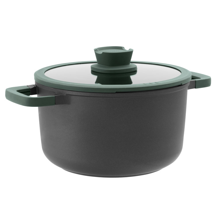 Forest Green Non-Stick Cast Aluminum Stockpot with Glass Lid