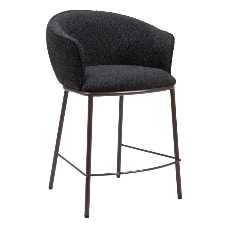 Essen Black Teddy Fabric and Bronze Counter Stool