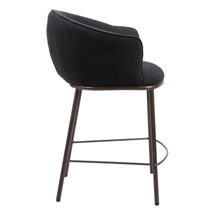 Essen Black Teddy Fabric and Bronze Counter Stool
