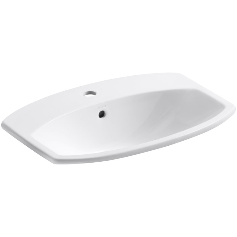 Cimarron White Ceramic Rectangular Drop-in Bathroom Sink