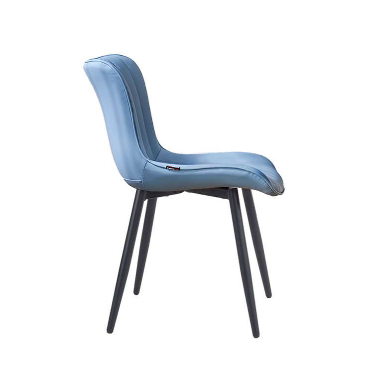 Blue Faux Leather Upholstered Side Chairs with Metal Legs, Set of 2