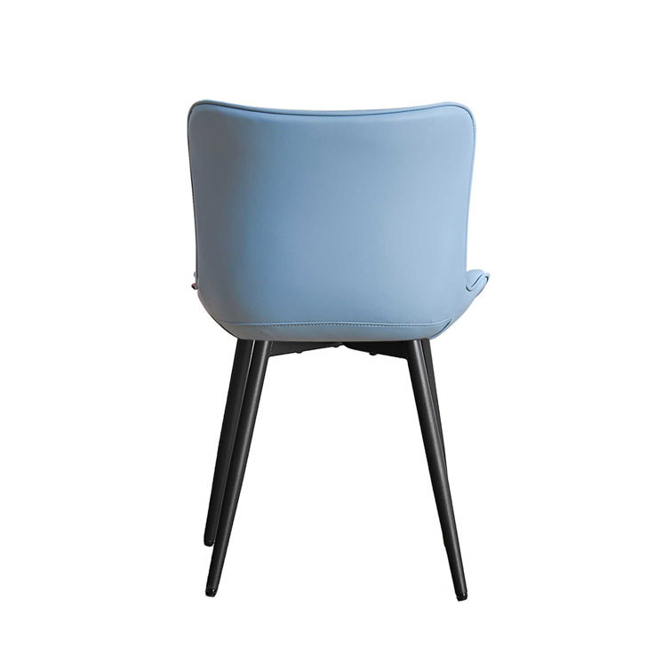 Blue Faux Leather Upholstered Side Chairs with Metal Legs, Set of 2