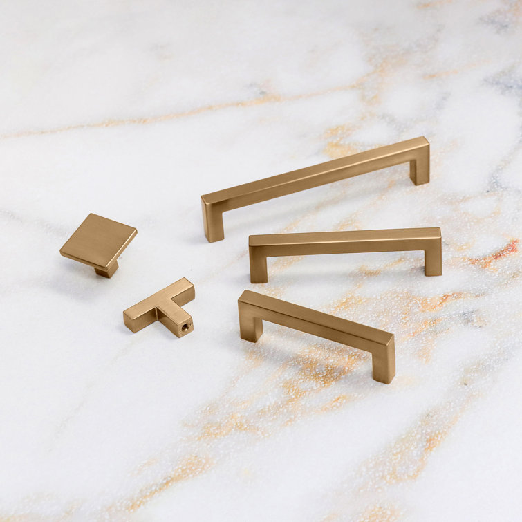 Champagne Bronze Square Modern Cabinet Knob with Mounting Hardware
