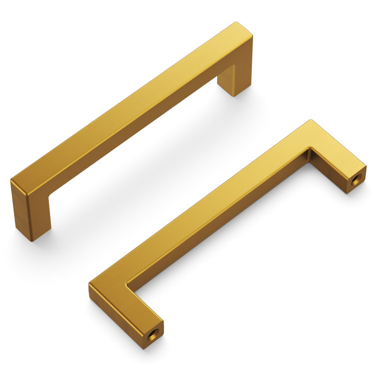 Modern Brushed Golden Brass Cabinet Handle Pulls with Mounting Hardware
