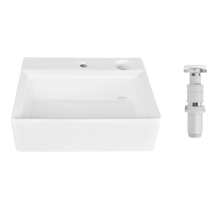 20.5'' White Ceramic Rectangular Vessel Bathroom Sink