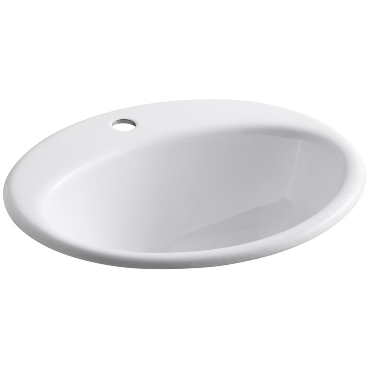 Farmington White Cast Iron Oval Drop-In Bathroom Sink